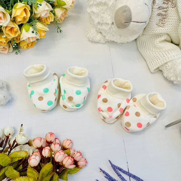 Пинетки для новорожденного Bebika, состав: 80% натуральный хлопок, 20% полиэстер, 0-3 мес. (20/2-2)